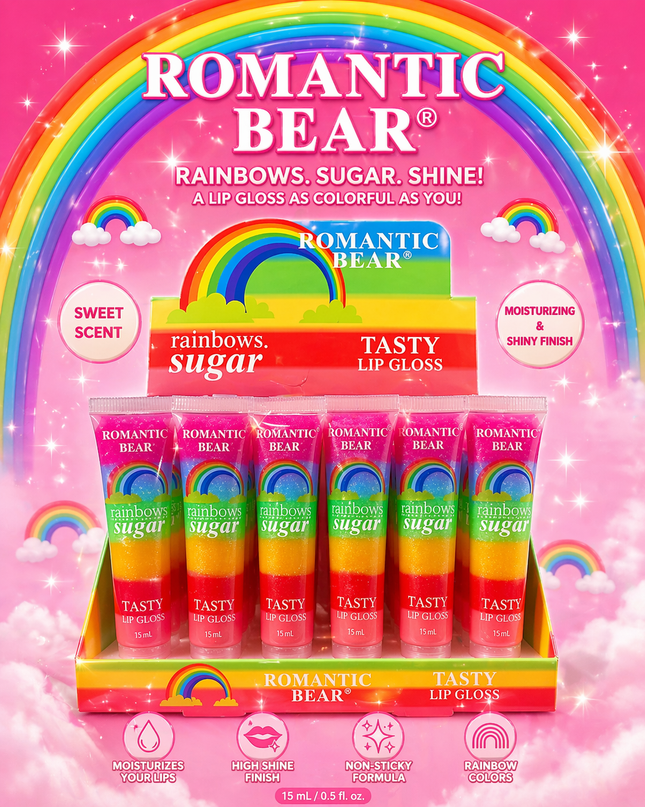 LIPGLOSS RAINBOW 24 pcs romantic Bear ( #tastyR11)