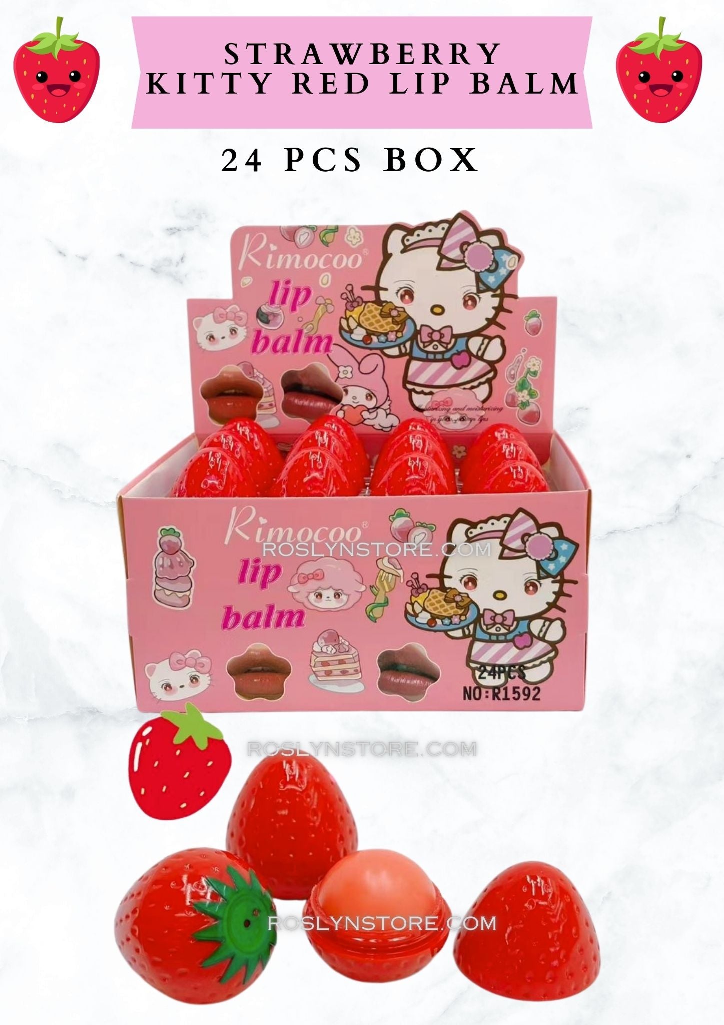 Kitty Strawberry - LIP BALM - 24 pcs