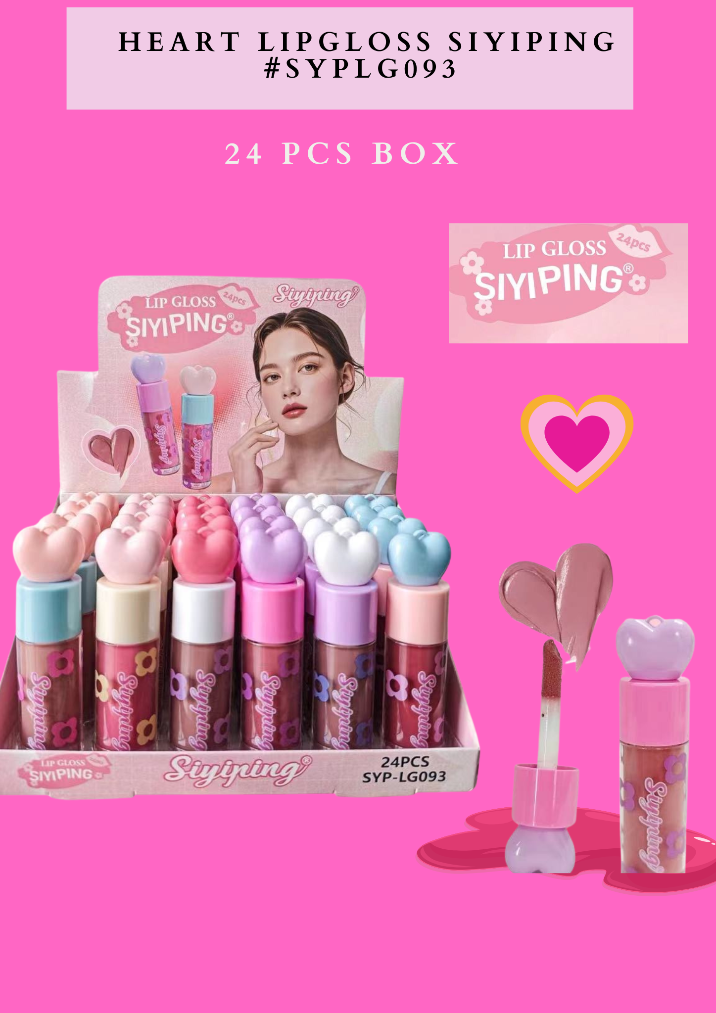 HEART LIPGLOSS SIYIPING - #SYPLG093 - 24 PCS BOX