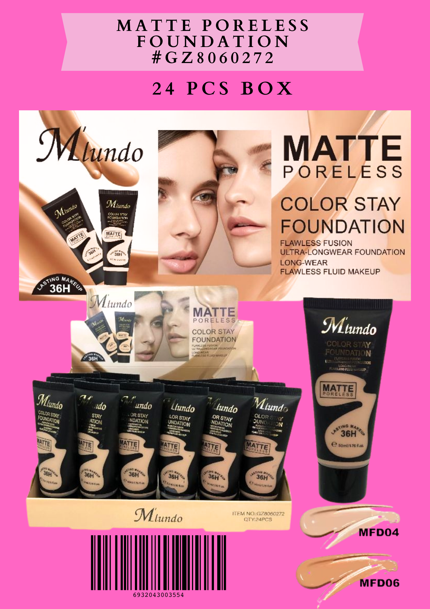 MATTE PORELESS FOUNDATION Mundo ( #GZ8060272) -  24 PCS BOX