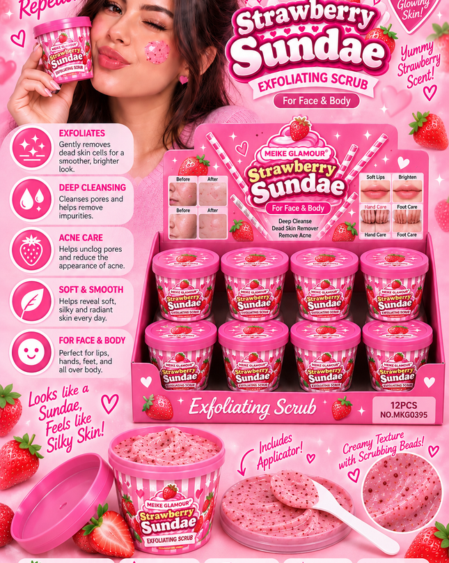 SUNDAE SCRUB  STRAWBERRY (12 PCS) (MKG0395) (C32)