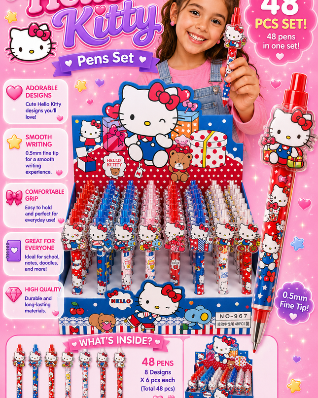 KITTY PEN 48 pcs box - ( blue box)