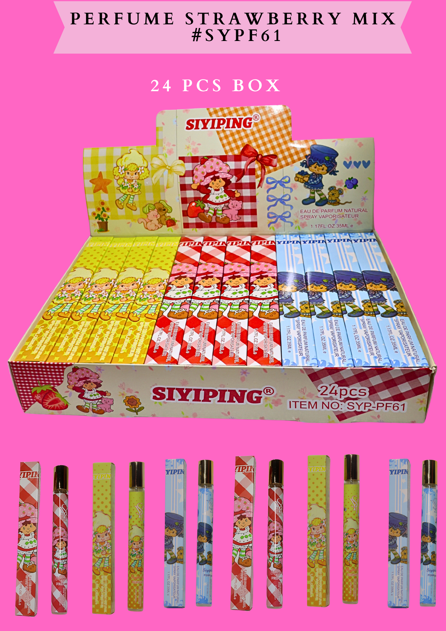 PERFUME STRAWBERRY & FRIENDS MIX #SYPF61 (35 ml)- 24 PCS BOX