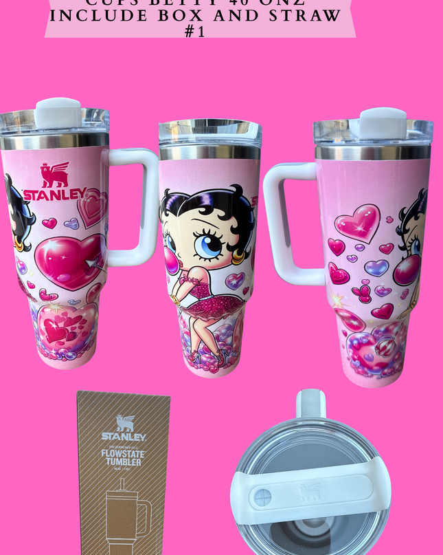 CUPS BETTY 40 ONZ INCLUDE BOX AND STRAW # 1