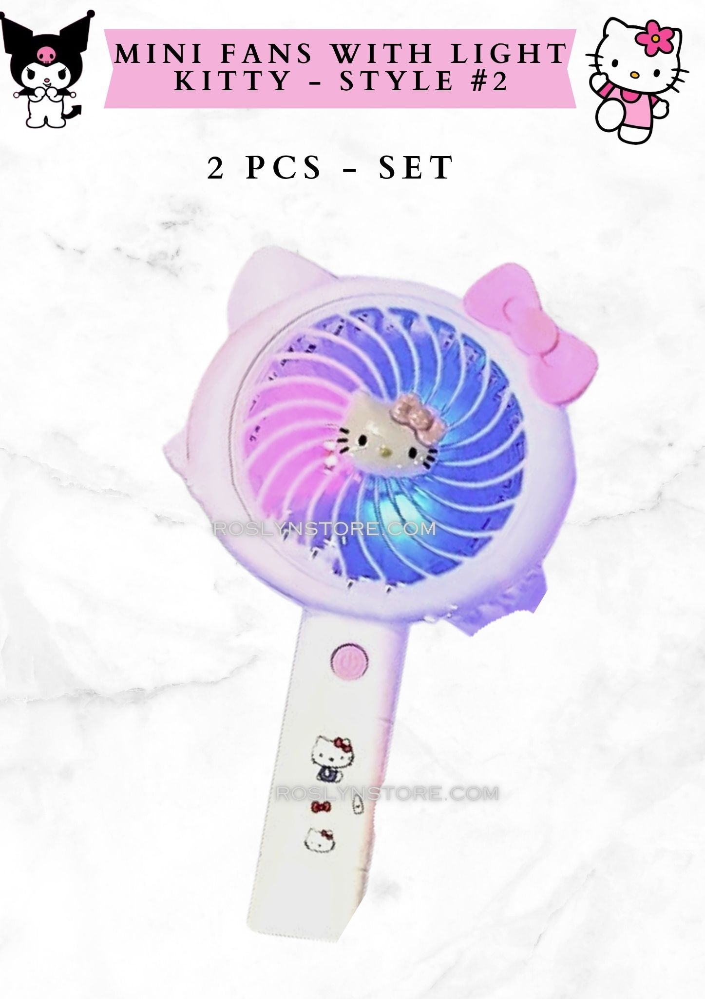 MINI FANS KITTY WITH LIGHTS  - 2 pcs SET - Style # 2