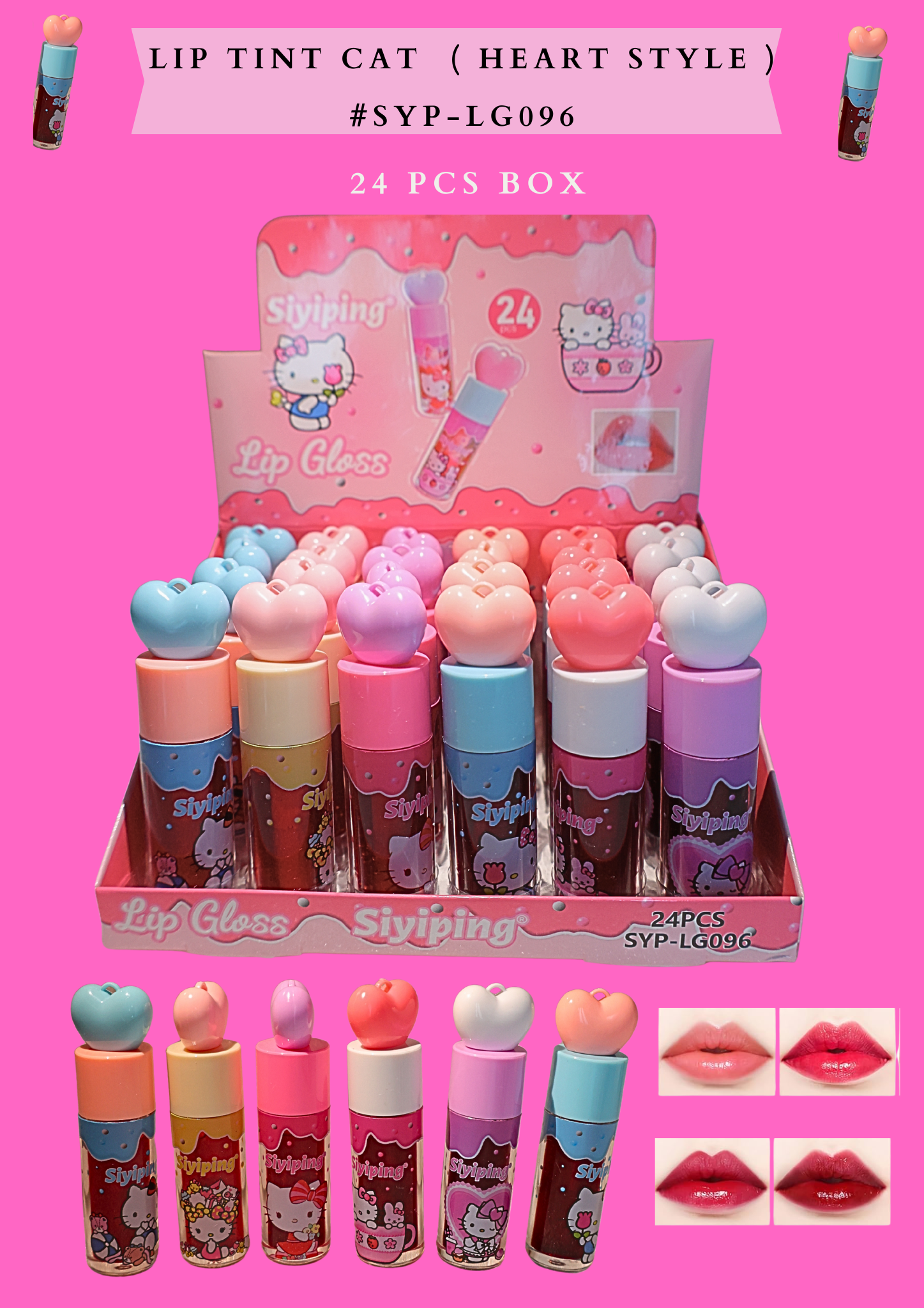 LIP TINT CAT (HEART STYLE ) #SYP- LG096 (24 PCS BOX)