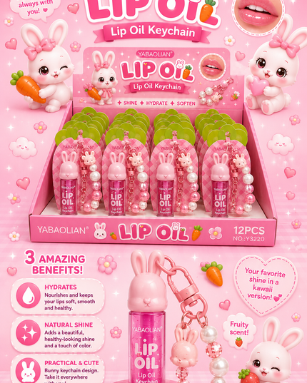 LIPGLOSS KEYCHAIN BUNNY YABAOLIAN 24 pcs box