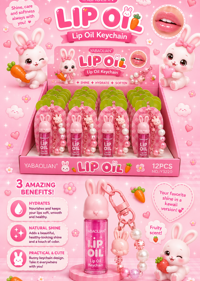 LIPGLOSS KEYCHAIN BUNNY YABAOLIAN 24 pcs box