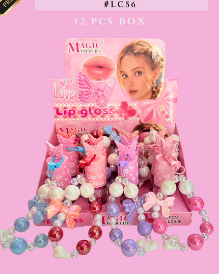 KEYCHAIN LIPGLOSS MAGIC YOUR LIFE BUTTERFLY #LC506 -(12 PCS BOX)