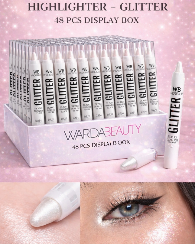 JUMBO EYE PENCIL HIGHLIGHTER - GLITTER WARDA BEAUTY # WB089-  48 PCS BOX