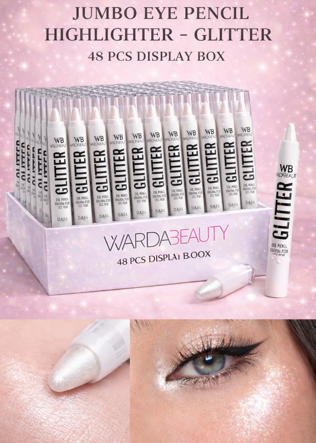 JUMBO EYE PENCIL HIGHLIGHTER - GLITTER WARDA BEAUTY # WB089-  48 PCS BOX