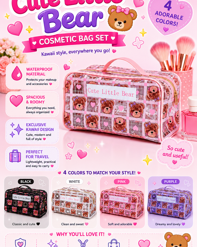 COSMETIC BAG BEAR - 4 pcs set ( big size )