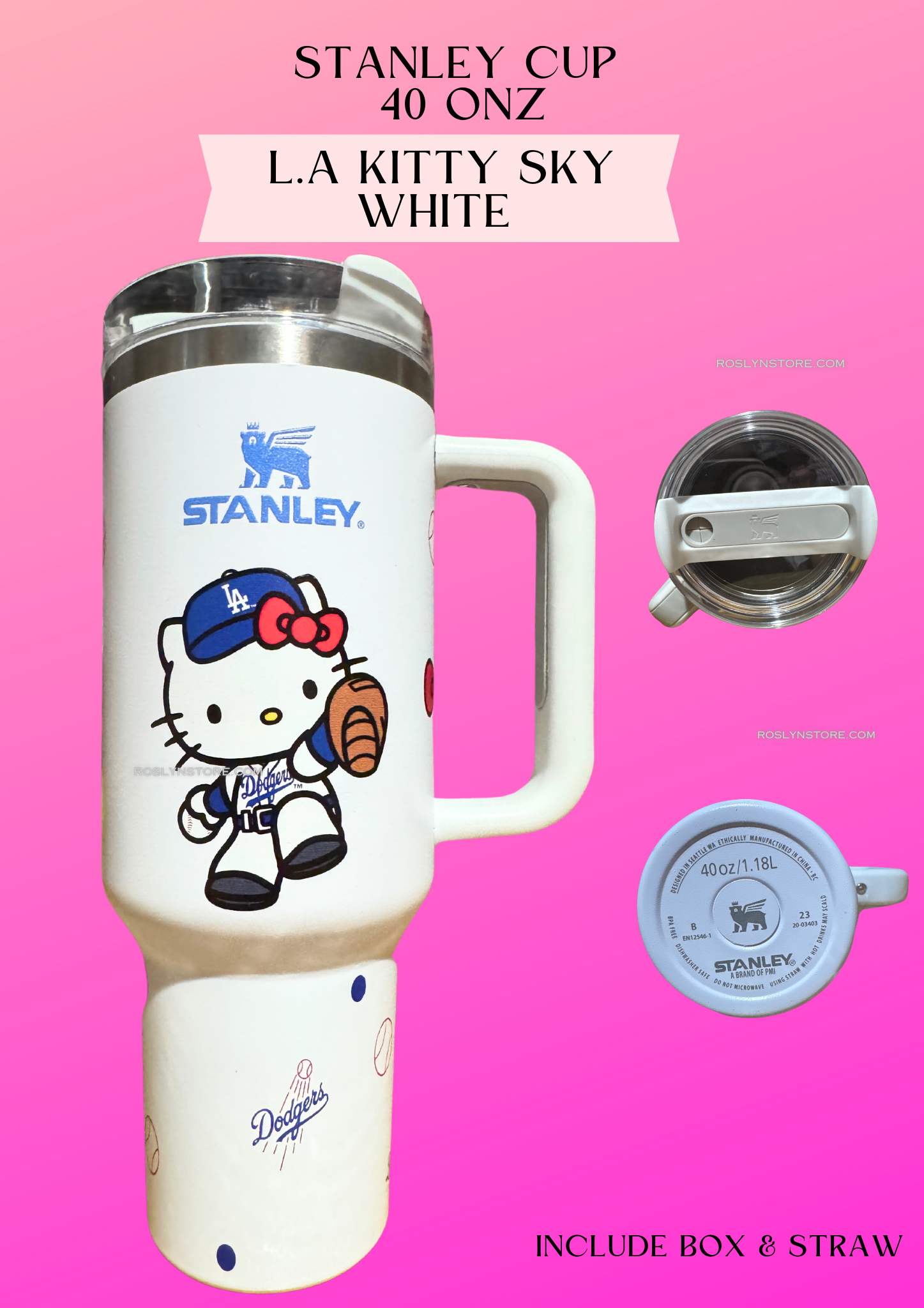 LV Stanley cup - kitty L.A. (White) 40 onz