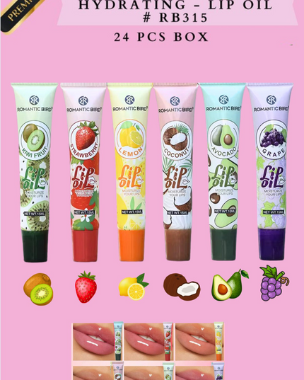 ROMANTIC BIRD HYDRATING - LIP OIL fruits # RB315 - ( 24 PCS BOX).