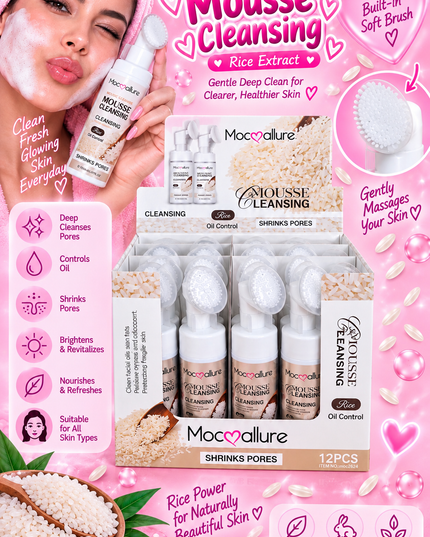 FACIAL WASH-MOUSSE CLEANSING RICE SHRINKS PORES -MOCOALLURE-12PCS -moc2624 (L43)