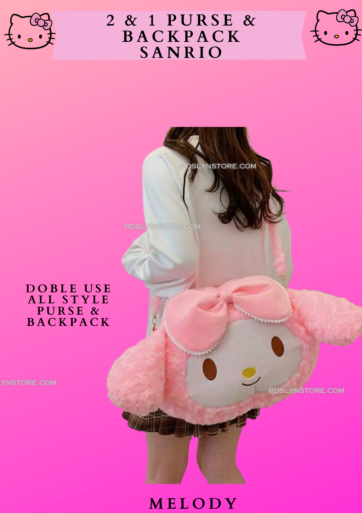 2 & 1 PURSE & BACKPACK SANRIO(BIG SIZE)