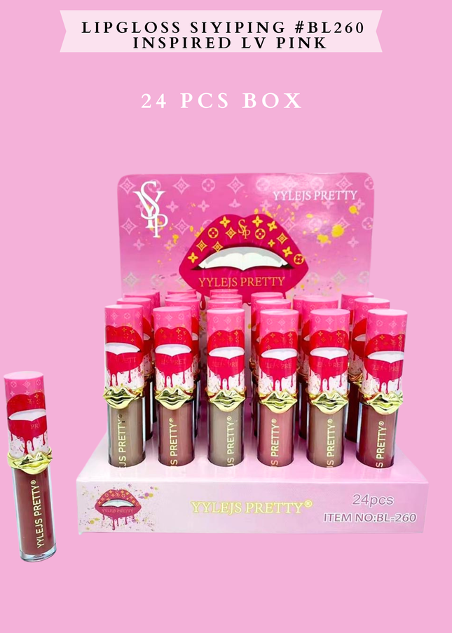 LIPGLOSS SIYIPING #BL260 INSPIRED LV PINK 24 PCS BOX