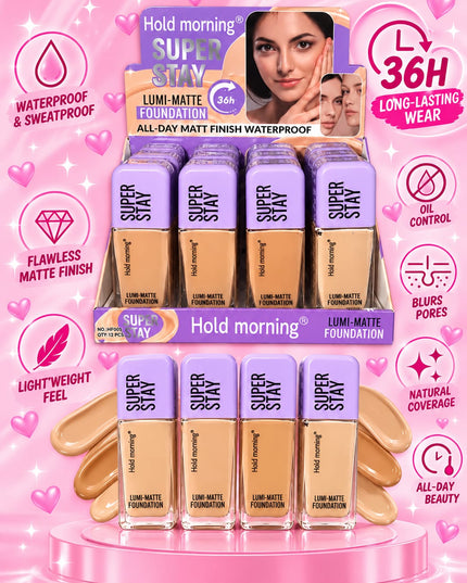 Super stay hold morning - foundation 12 pcs box - glass bottle - Hf005
