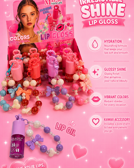 KEYCHAIN LIPGLOSS MAGIC YOUR LIFE MODEL #LC527 -(12 PCS BOX)