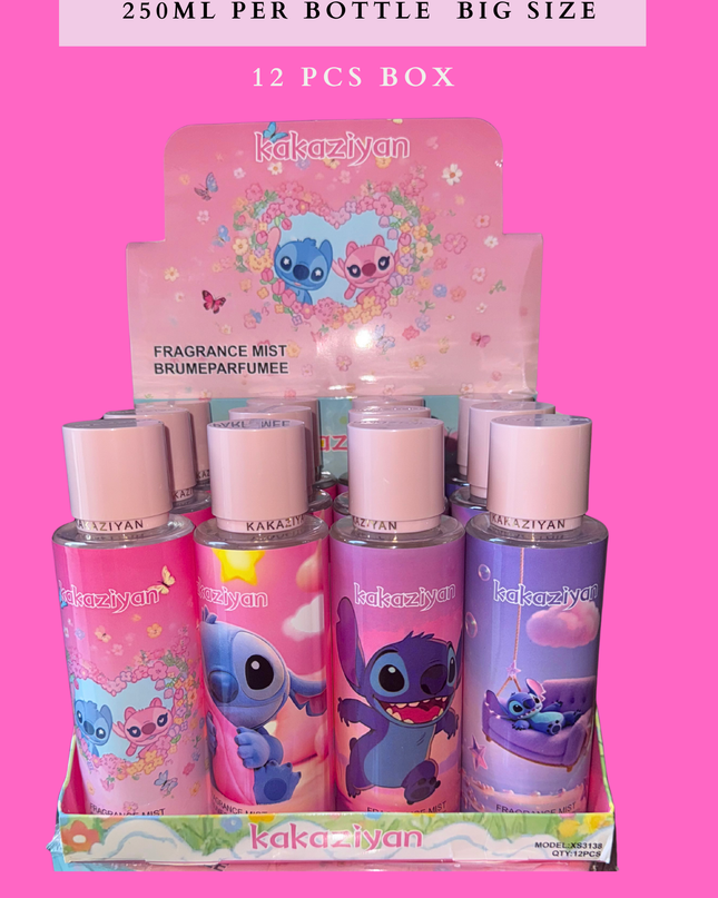 BODY MIST KAKAZIYAN STITCH #1 250ML PER BOTTLE BIG SIZE - 12 PCS BOX