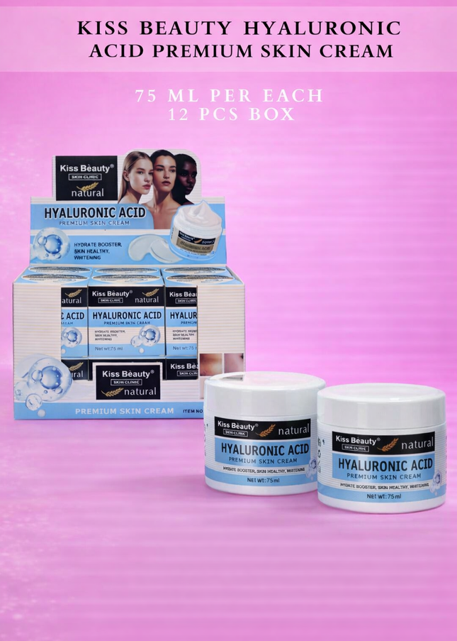 KISS BEAUTY HYALURONIC ACID PREMIUM SKIN CREAM 75 ML PER EACH -12 PCS BOX