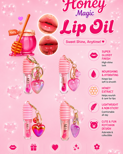 LIPGLOSS MAGIC YOUR LIVE  HONEY KEYCHAIN ❤️ HEARTH