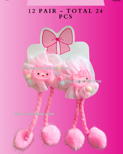 BOWS - 12 sets -kitty  -(24 pcs)