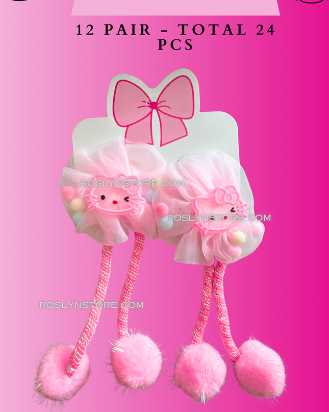 BOWS - 12 sets -kitty  -(24 pcs)