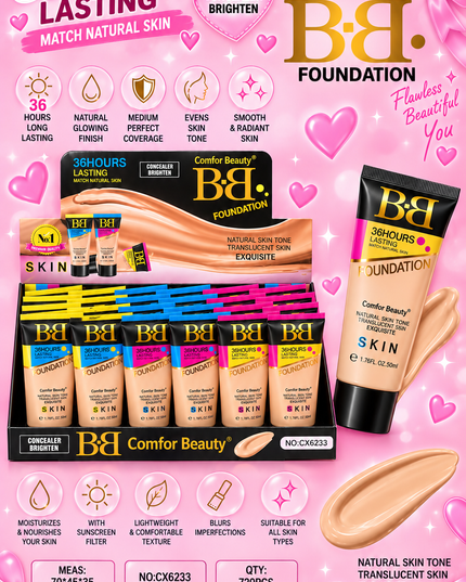 BB CREAM foundation- 24 pcs box - comfort beauty ( match natural skin) CX6233-(L45)