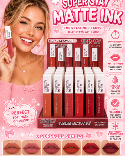SUPER STAY MATTE INK -MEIKE GLAMOUR  -24 PCS COD (MK272)(D39)