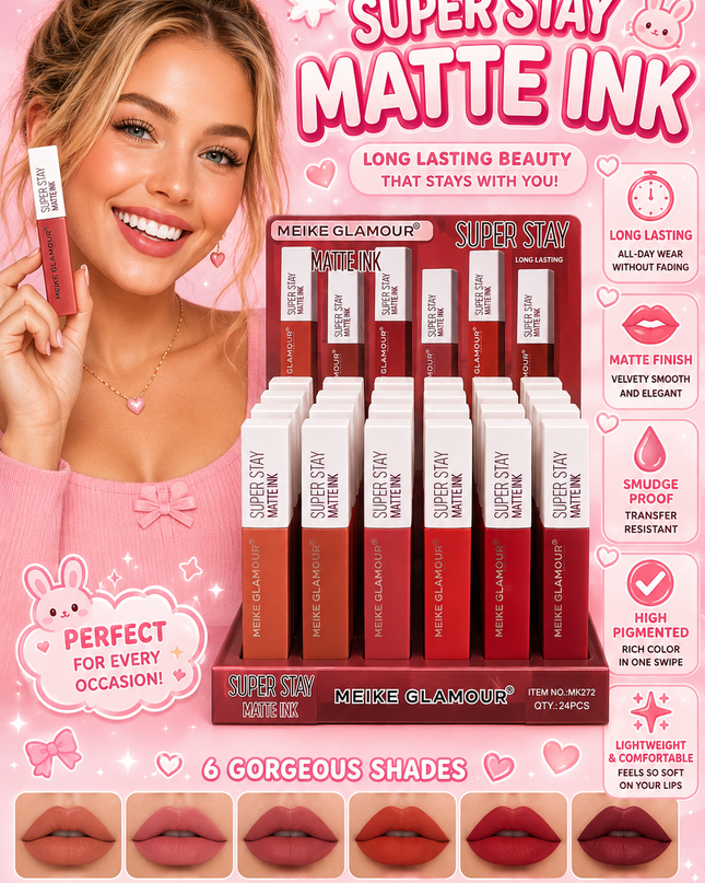 SUPER STAY MATTE INK -MEIKE GLAMOUR  -24 PCS COD (MK272)(D39)