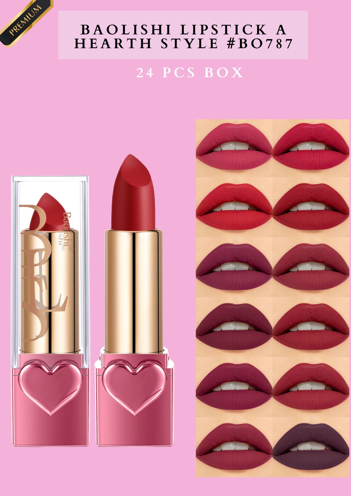 BAOLISHI LIPSTICK A HEARTH STYLE ( #B0787) - 24 pcs box