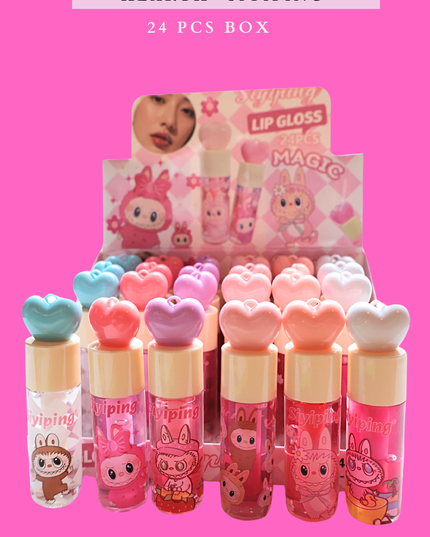 LABUBU LIPGLOSS HEARTH- SIYIPING 24 PCS BOX LIP GLOSS- #LG097