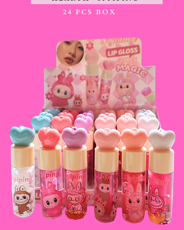 LABUBU LIPGLOSS HEARTH- SIYIPING 24 PCS BOX LIP GLOSS- #LG097