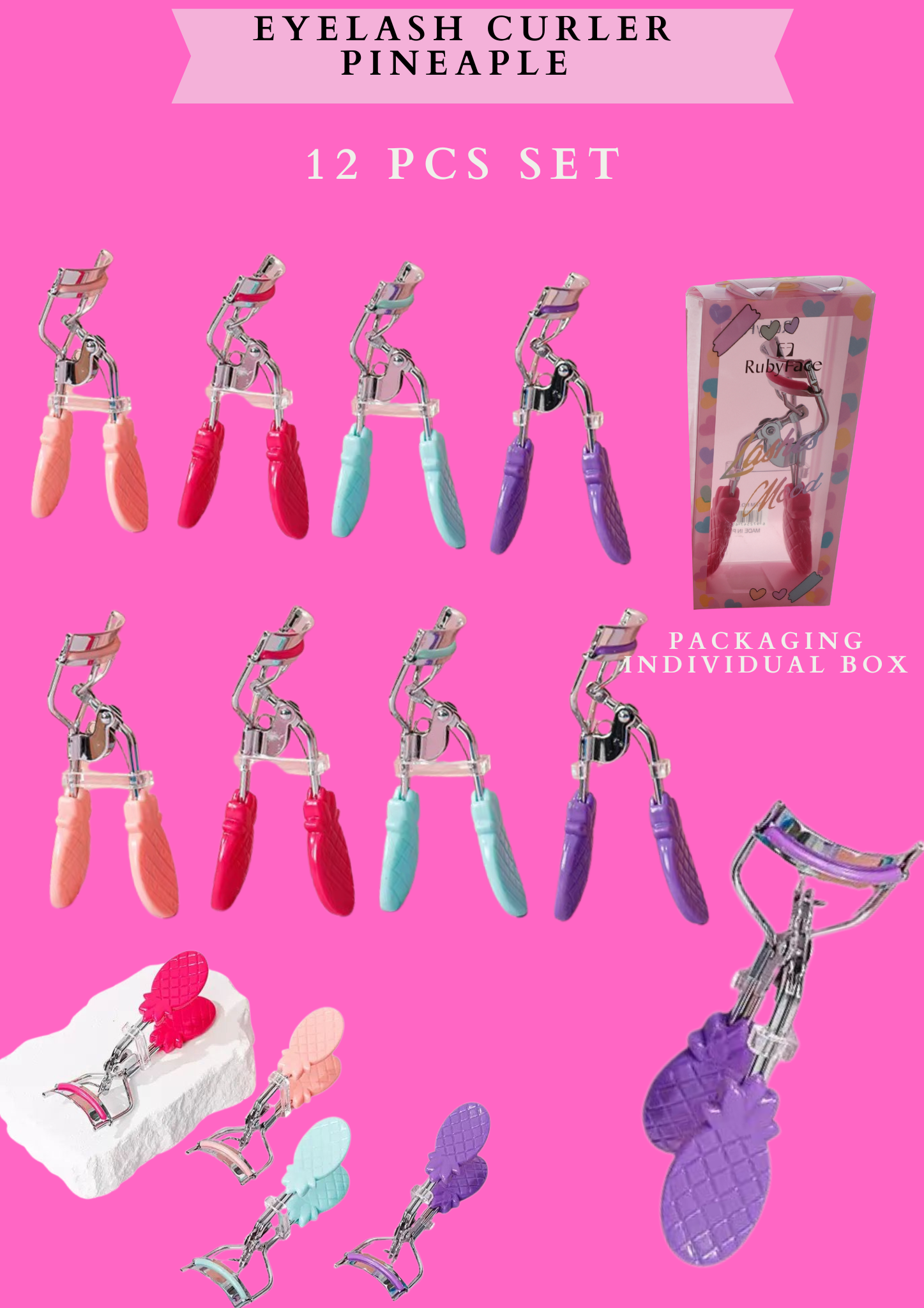 EYELASH CURLER PINEAPLE - 12 PCS SET