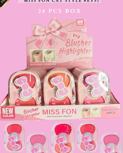 BLUSH & HIGLIGHTER MISS FON CAT STYLE #EY51 - (24 PCS BOX)