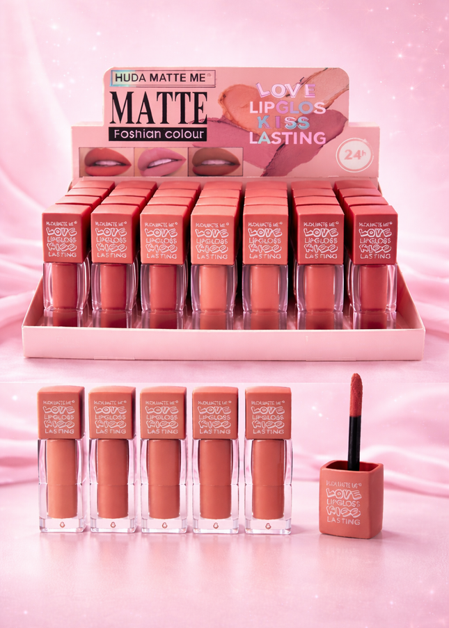 HUDA MATTE LOVE LIPGLOSS NUDE COLORS- 24 pcs box #Y2711