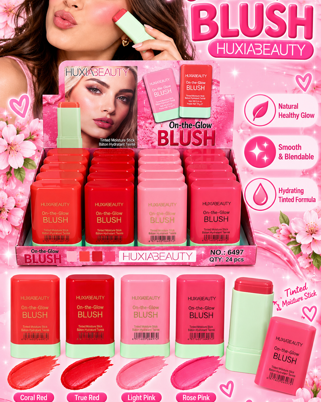 BLUSH STICK -ON THE GLOW  -HUAXIABEAUTY- 24 PCS BOX (Cod 6497)