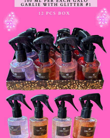 PERFUME FOR HAIR BIG SIZE 100 ML PER EACH GALO GARLIE WITH GLITTER #1 - (12 PCS BOX)