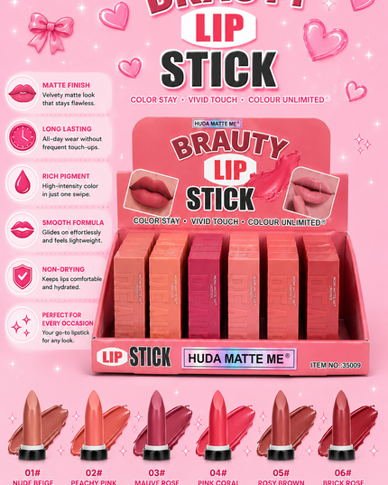 BRAUTY LIPSTICK  NUDE - 24PCS box -#35009