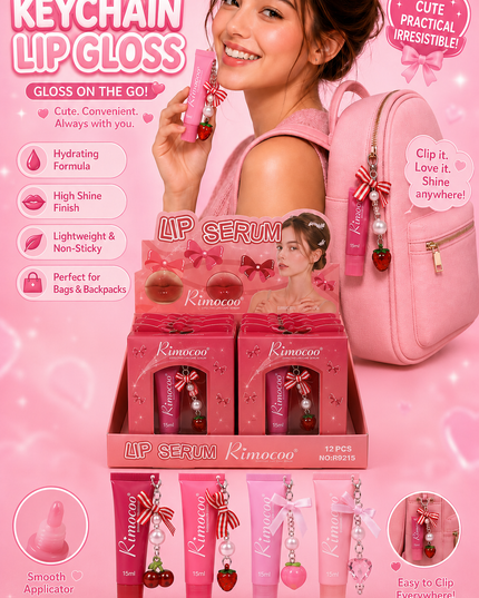 LIPGLOSS WITH KEYCHAIN12 pcs box Rimocoo - (#R9215)