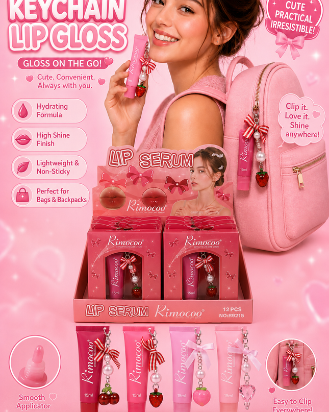 LIPGLOSS WITH KEYCHAIN12 pcs box Rimocoo - (#R9215)