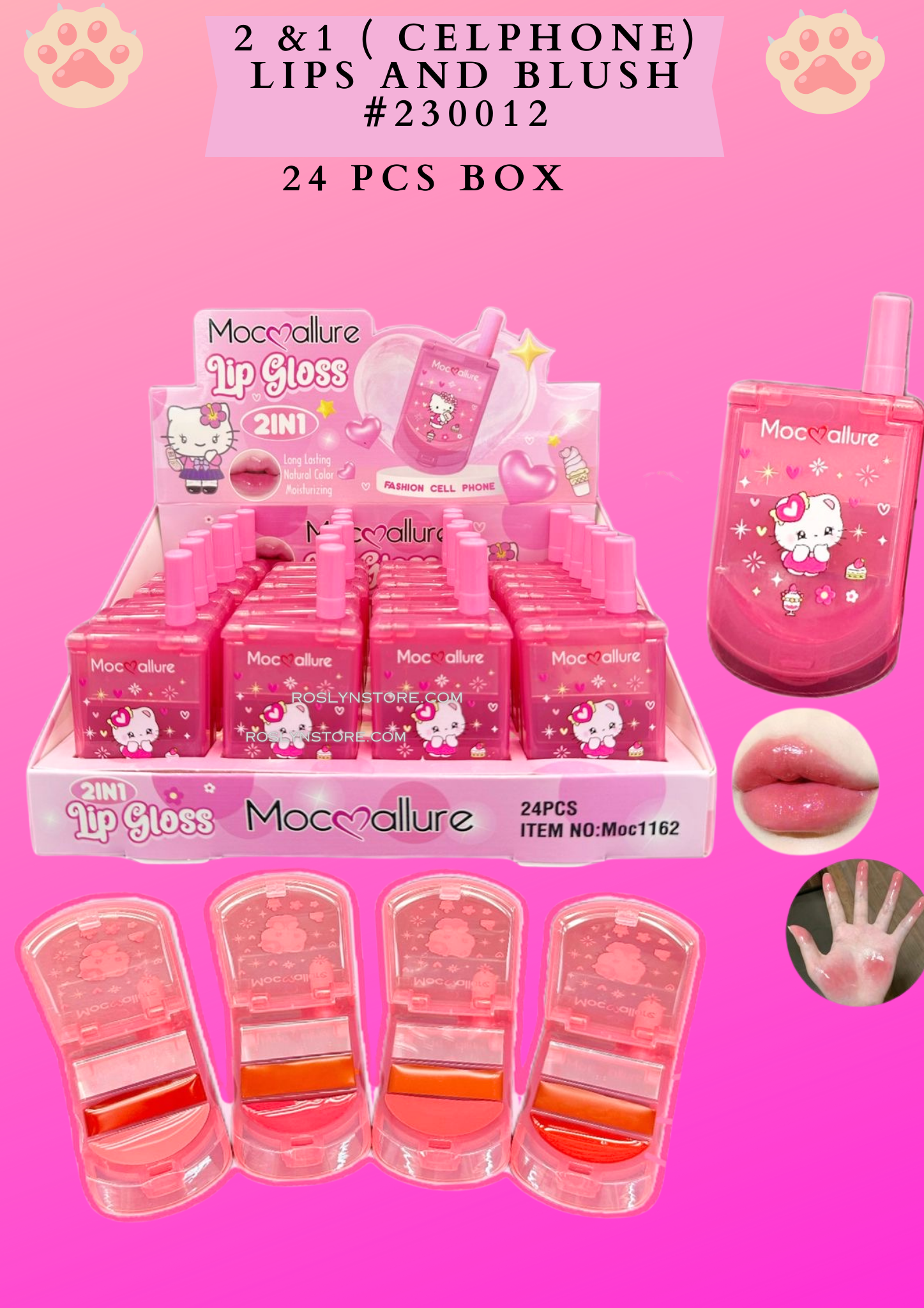 2 &1 ( CELPHONE with mirror) LIPS AND BLUSH #230012 - (24 PCS BOX)