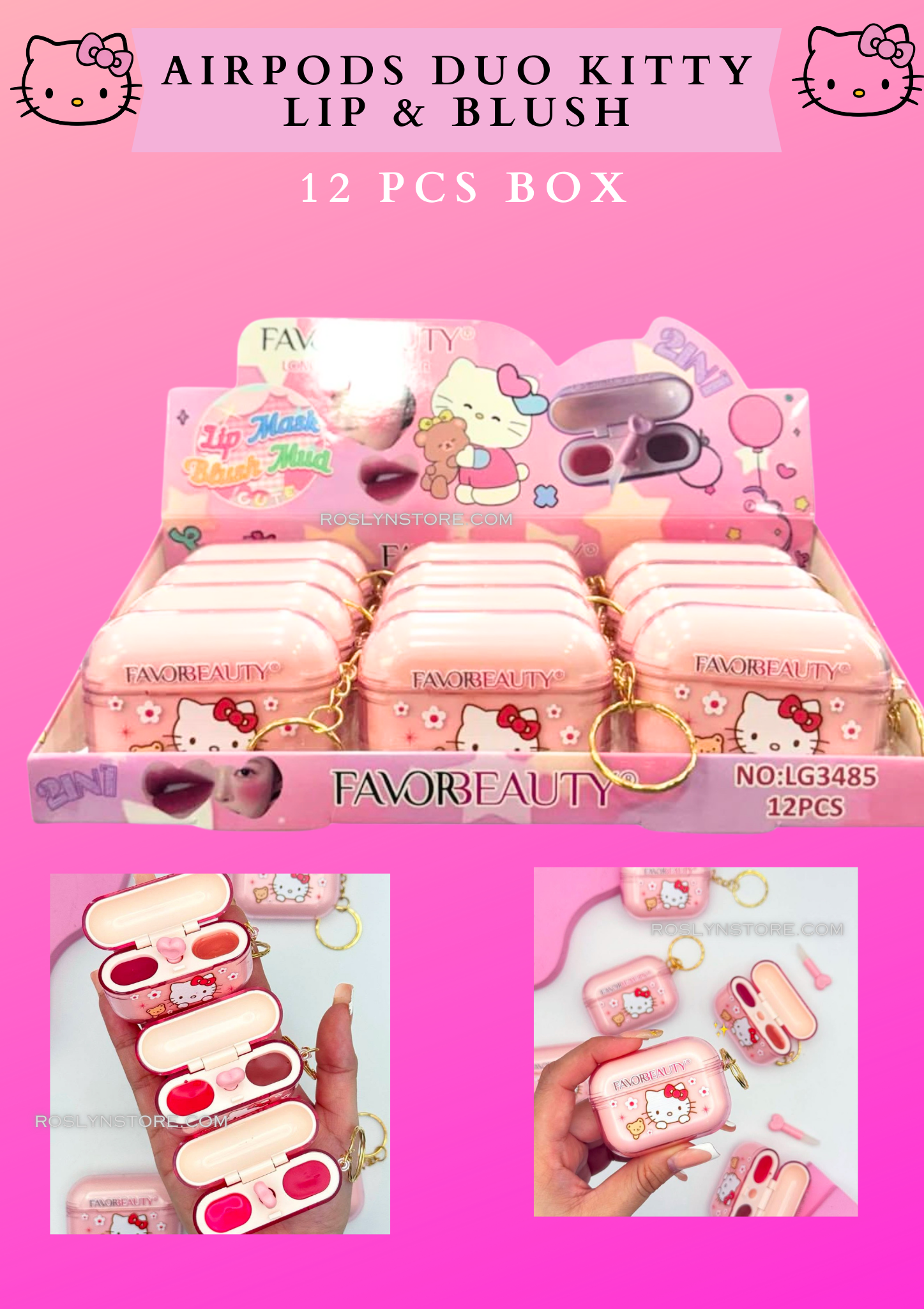 AIRPODS DUO KITTY LIP & BLUSH 12 PCS BOX (5561)