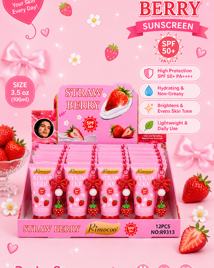 SUNSCREEN WITH KEYCHAIN - Rimocoo- strawberry - 12 pcs box ( #R933)