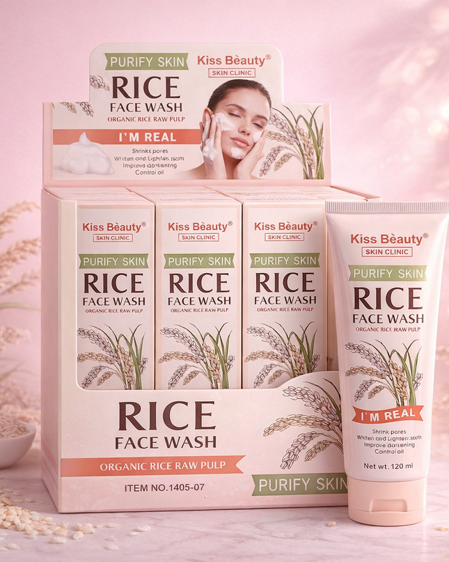 KISS BEAUTY FACE WASH RICE - 12 pcs set big size 120 ml