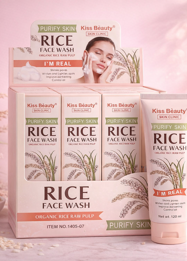 KISS BEAUTY FACE WASH RICE - 12 pcs set big size 120 ml