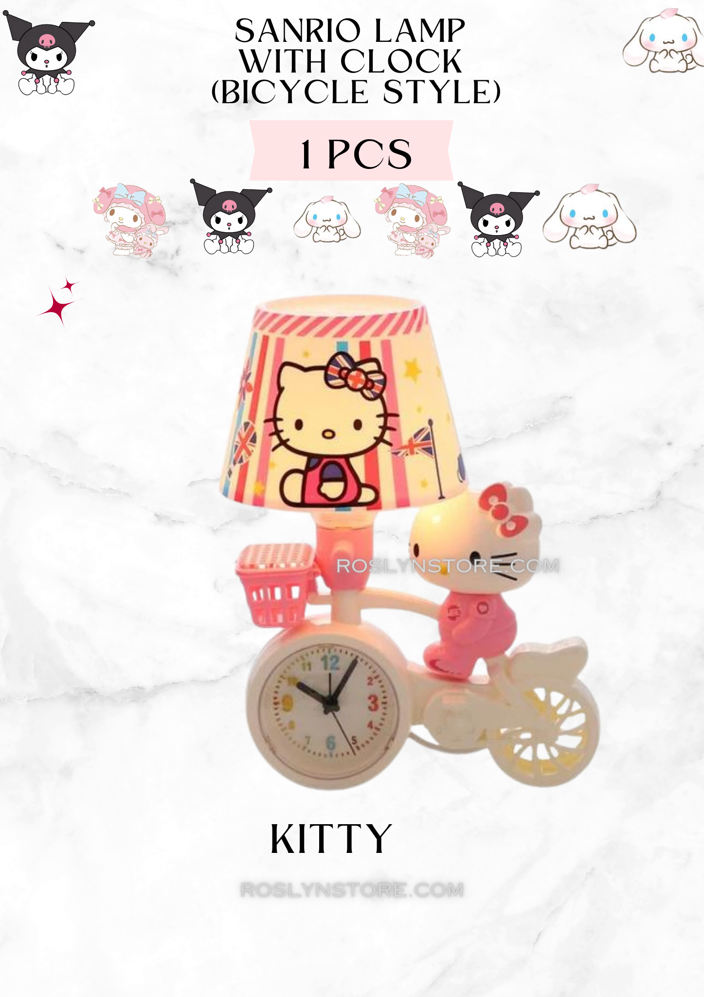 Sanrio Lamp with clock  (bicycle style)