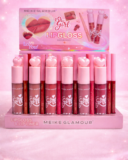 LIP GLOSS & LIP LINER-2&1 - Meike glamour ( #MK34567) -24 SET BOX
