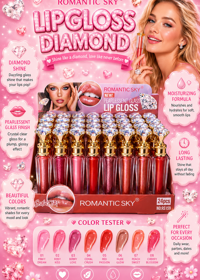LIPGLOSS DIAMOND ROMANTIC SKY #RS159-( 24 PCS BOX)